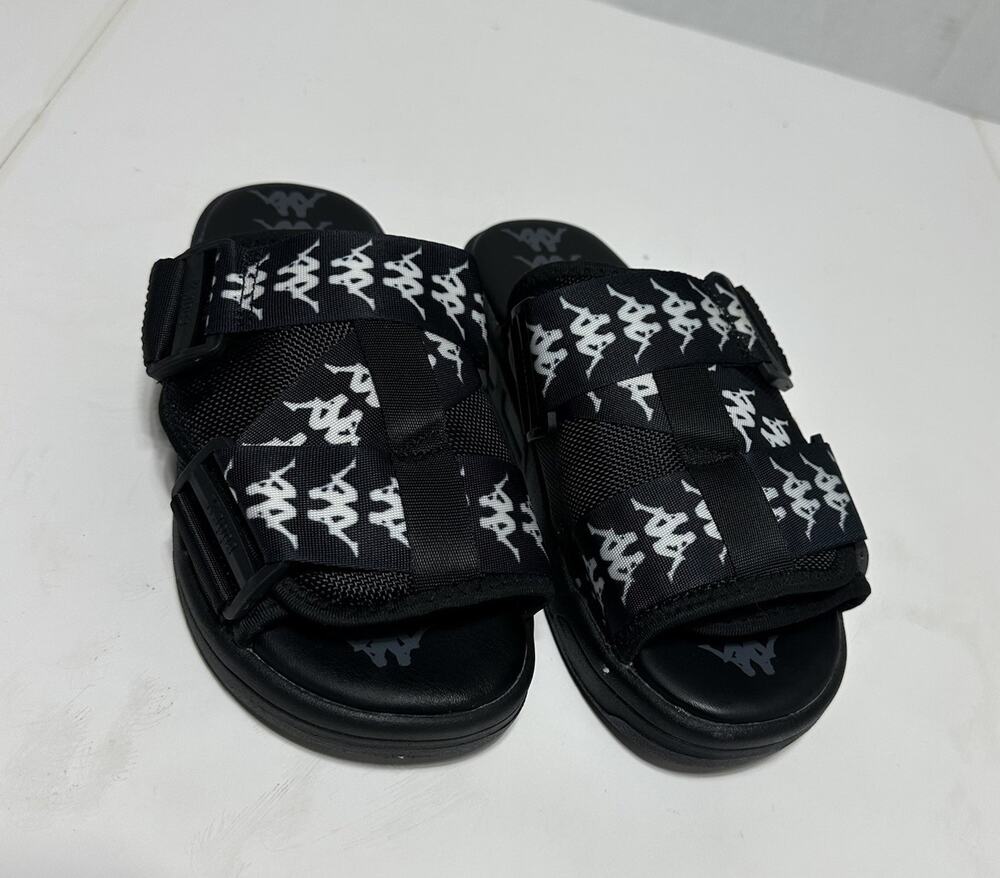 Kappa 222 Banda Mitel 1 Slide Sandals Black/White Hook & Loop US 5.5 Unisex